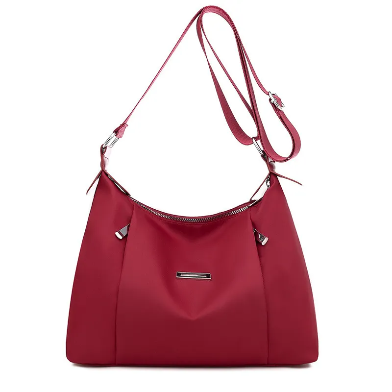 Fashion Oxford Cloth Shoulder Bag Simple Women's Crossbody Bag - Red