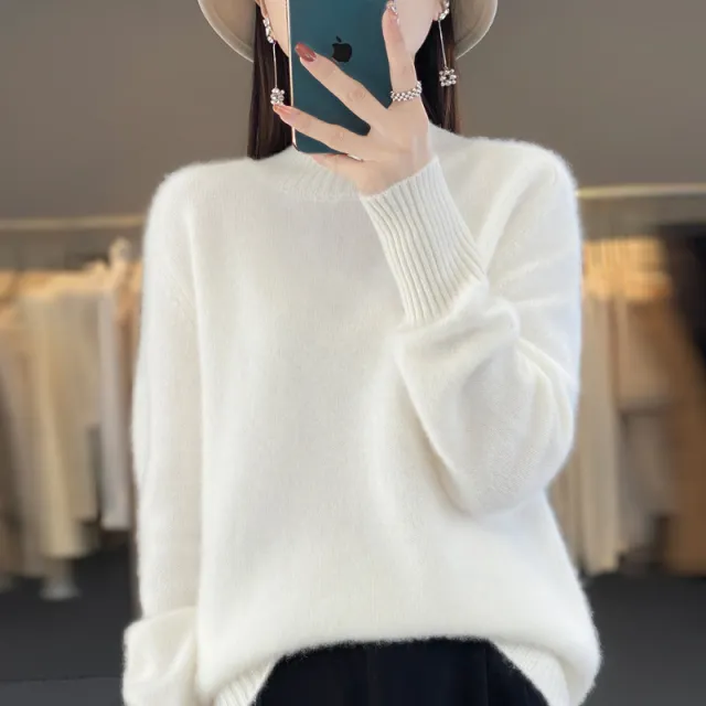 Women's Half Turtleneck Keep Warm Pure Color Cashmere Warm White - Shop at LoveMi