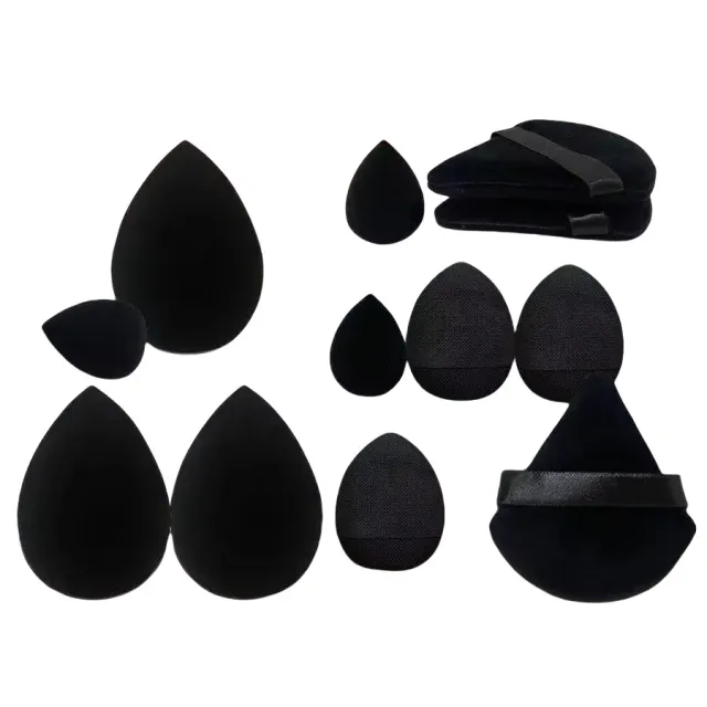 Solid Color Cosmetic Egg 12 piece Mini Thumb Puff Black 12 Pieces - Shop at LoveMi