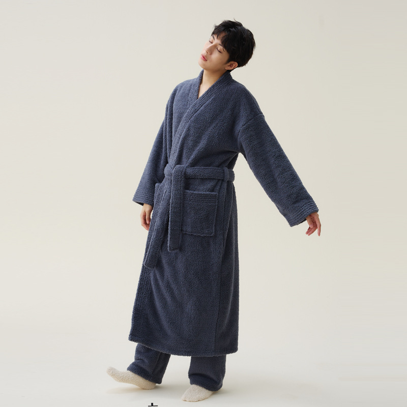 Men Dark Gray Bathrobe