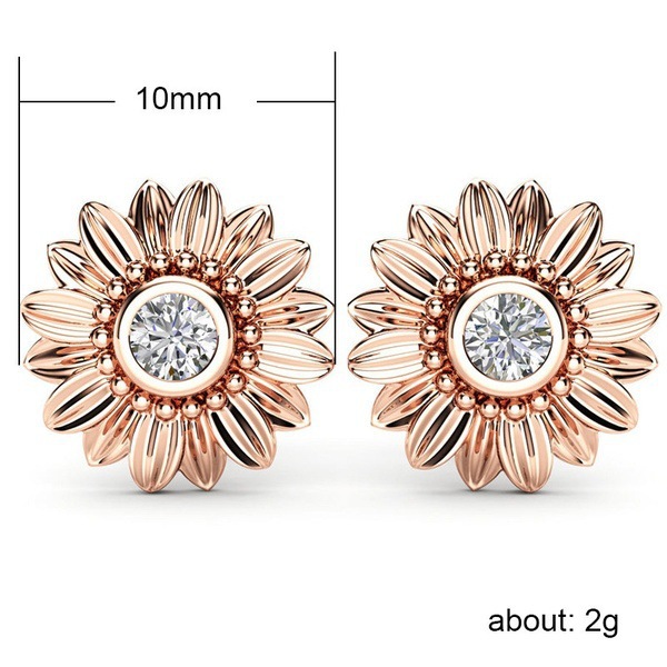 European And American Plated 18K Sunflower Earrings