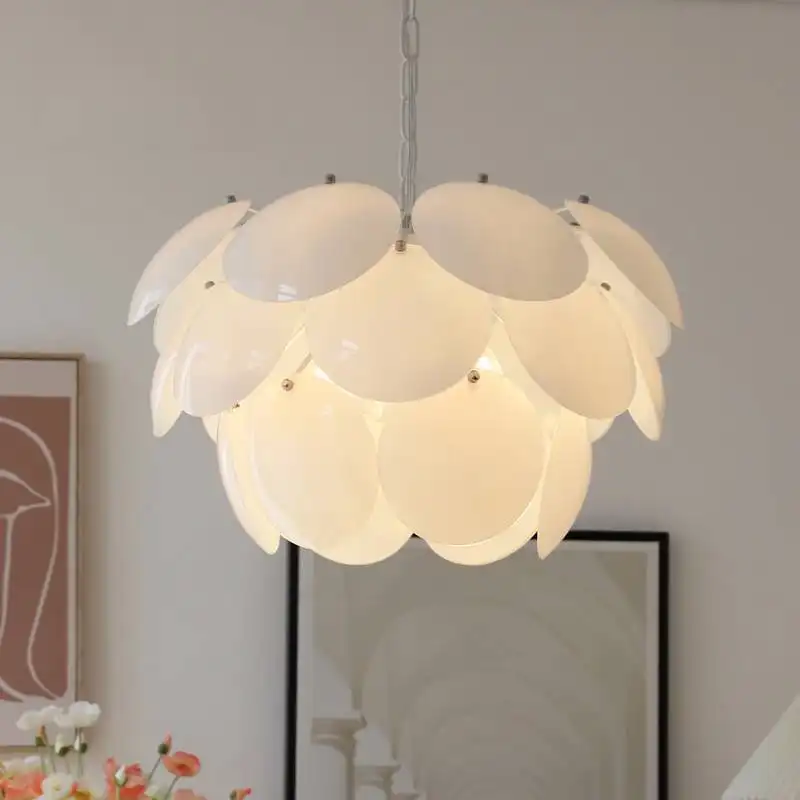Modern French Simplicity Glass Pine Ceiling Light