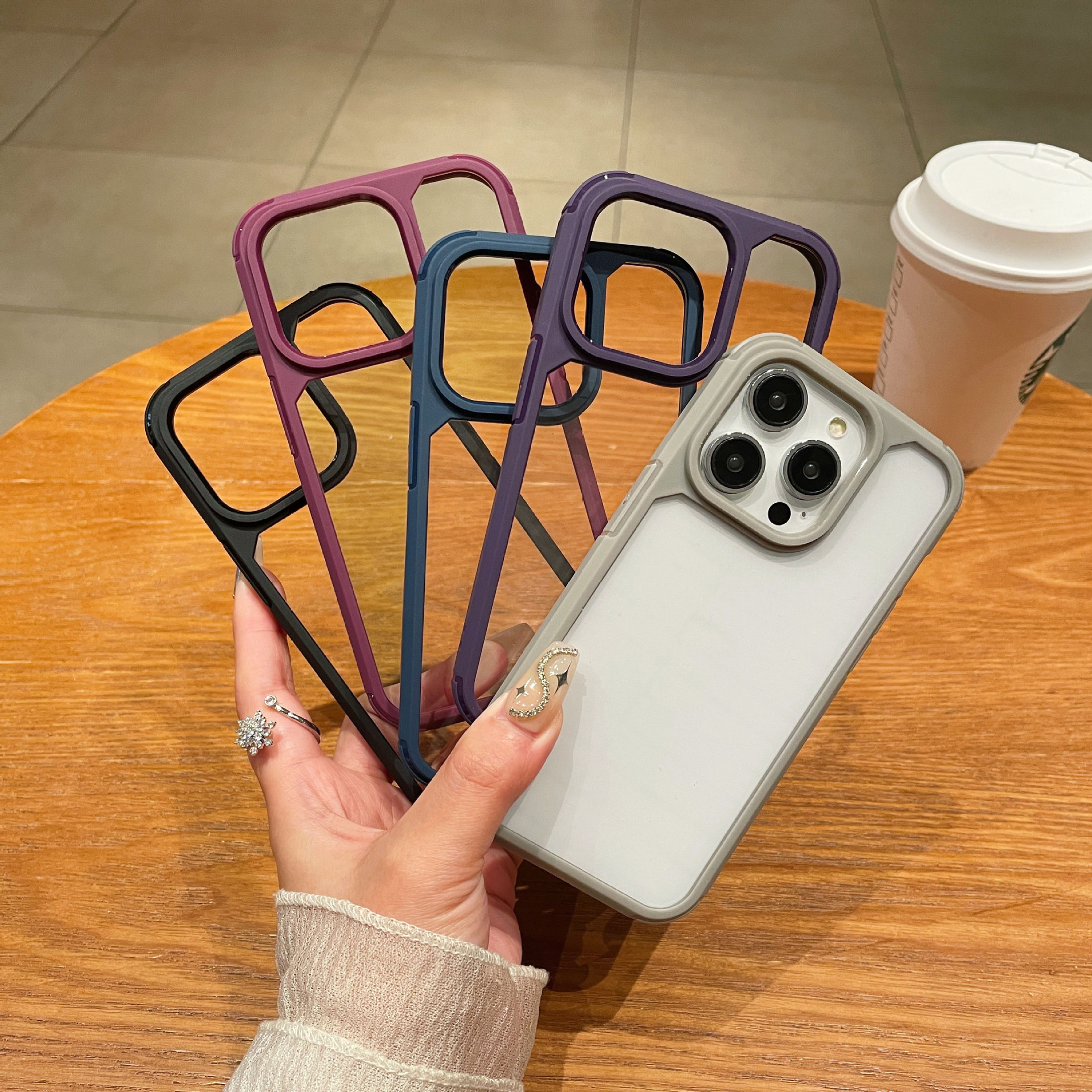 Golden Nail Skin Feeling Phone Case Four-corner Drop-resistant Groove Transparent