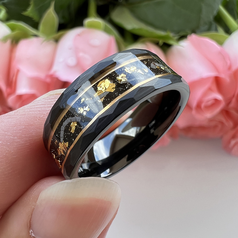 8mm Tungsten Ring Flat Beat Stainless Steel