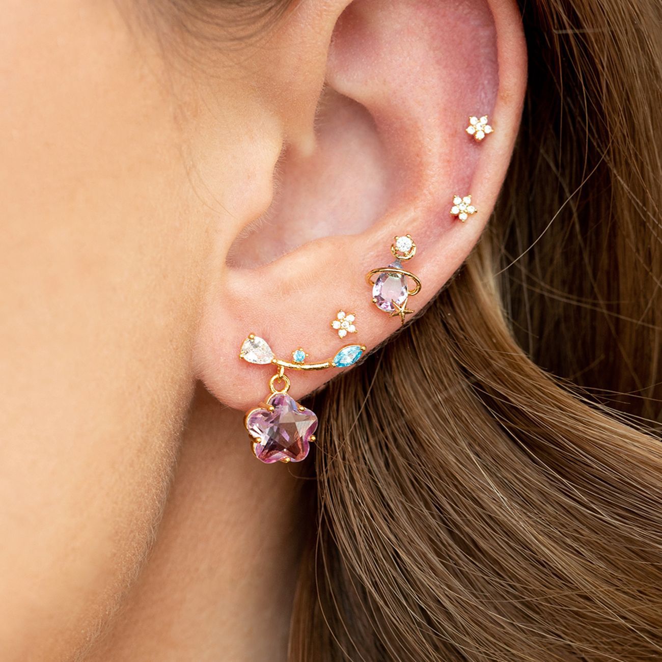 Women's All-match XINGX Flower Zircon Ear Studs