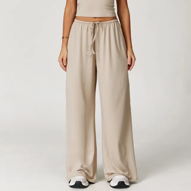 Brushed Trousers Pendant Wide Leg Loose Casual Pants For Women Linen M - Shop at LoveMi