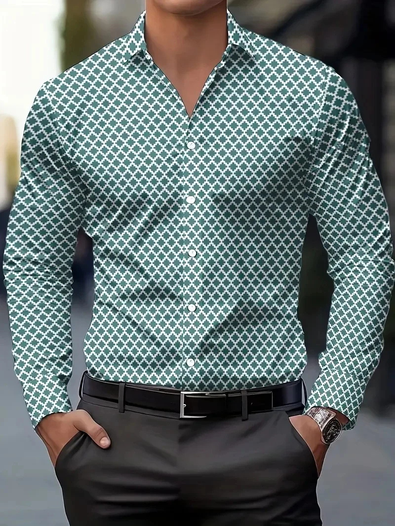 3 D Floral Print 4-Way Stretch Mens Long Sleeve Shirt 3 D Floral Print 4-Way Stretch Mens Long Sleeve Shirt
