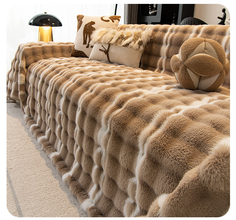 Gradient Rabbit Fur Sofa Cover Cloth A53c1802 0927 48d7 8432 D5035c565322