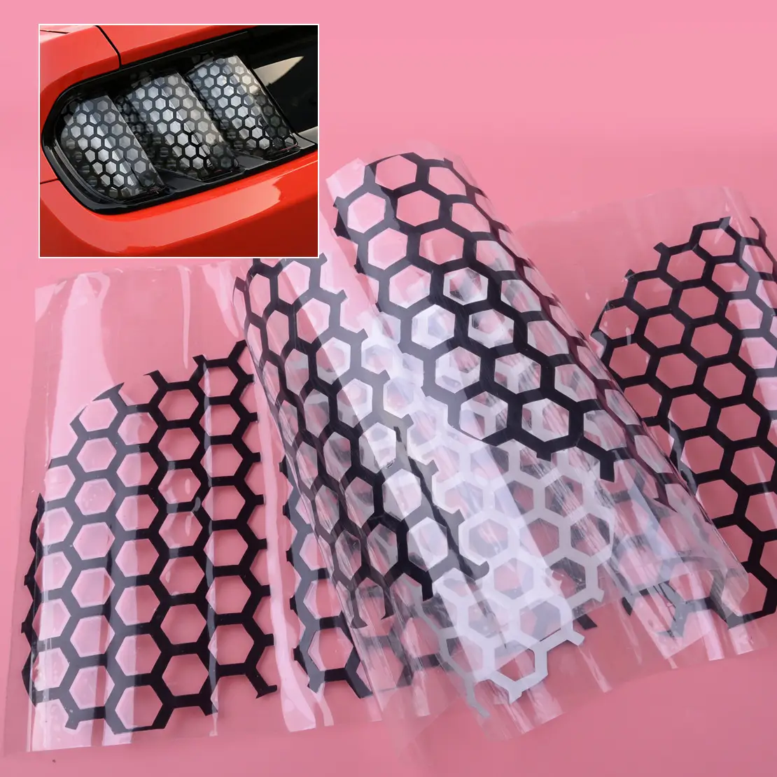 6pcset Honeycomb Car Heelpiece Taillight Decoration Stickers Suitable