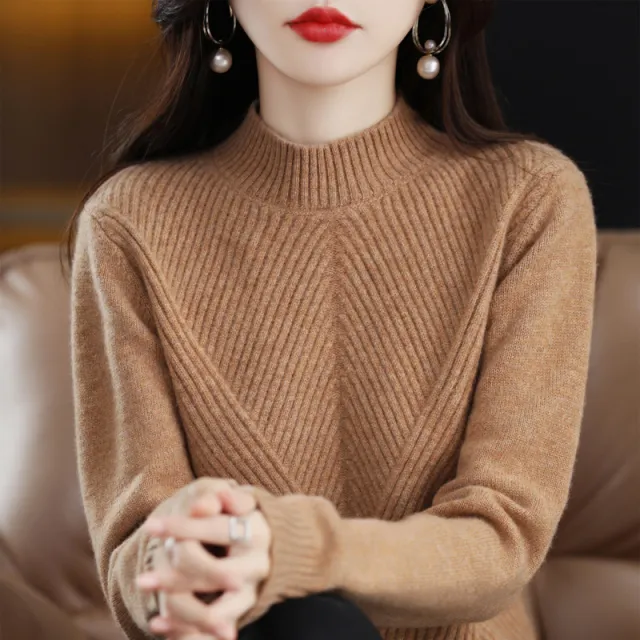 New Autumn And Winter Sweaters Women's Half Turtleneck Golden Camel - Shop at LoveMi