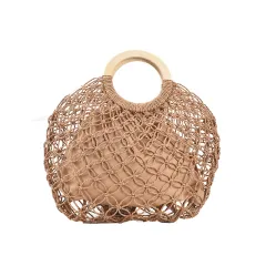 Women's Fashion Casual Straw Solid Color Tote Bag - Khaki - View 1