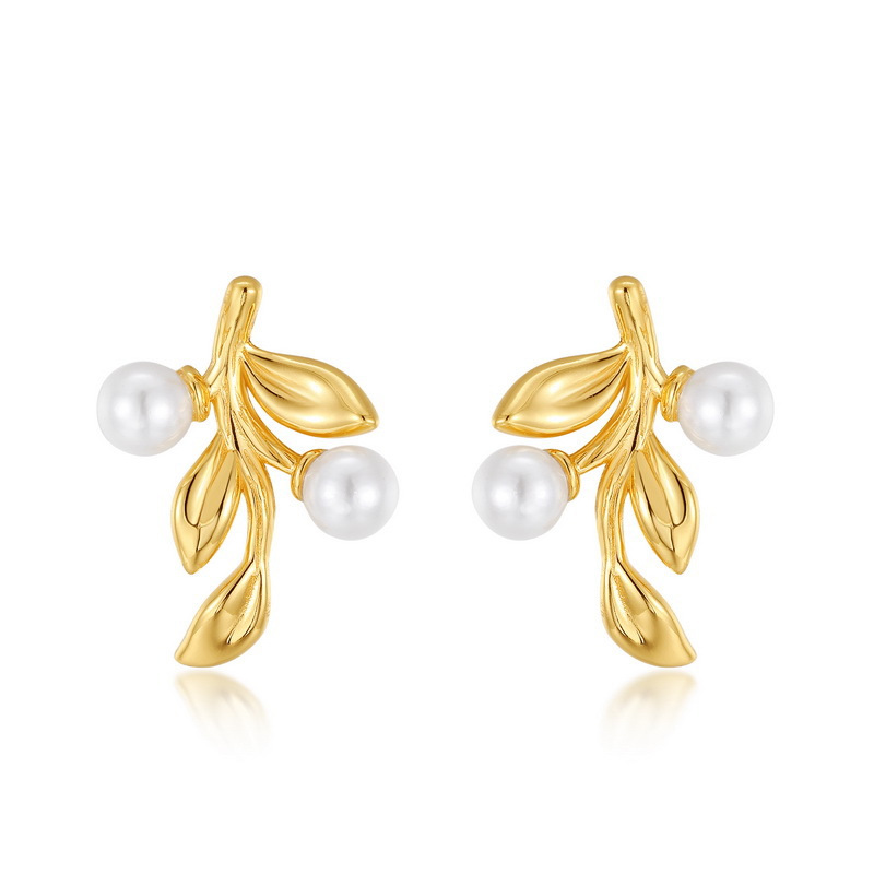 New Chinese Style Simple Personality Leaf Ear Studs