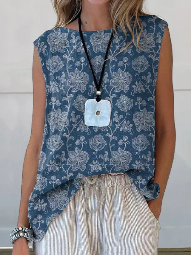 European And American Floral Cotton Linen Vest 6 Style - Shop at LoveMi