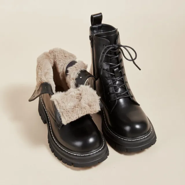 Retro British Style Small Man Platform Ankle Boots Black - Shop at LoveMi