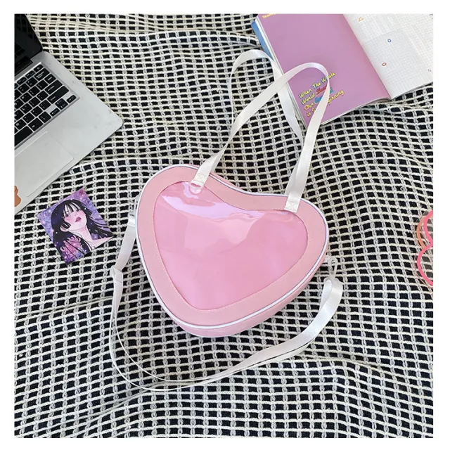 Simple All match Heart shaped Transparent Hand Crossbody Bag Transparent - Shop at LoveMi