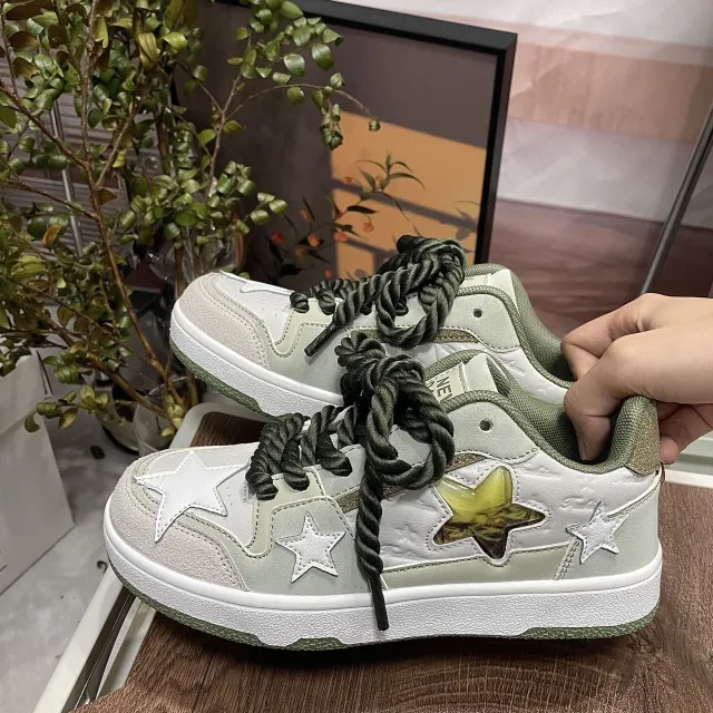 Contrast Color Casual All match White Shoes Green - Shop at LoveMi