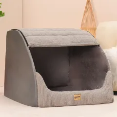 Warm Medium Large Dog Golden Retriever Removable And Washable Pet Bed - Classic Gray - View 1