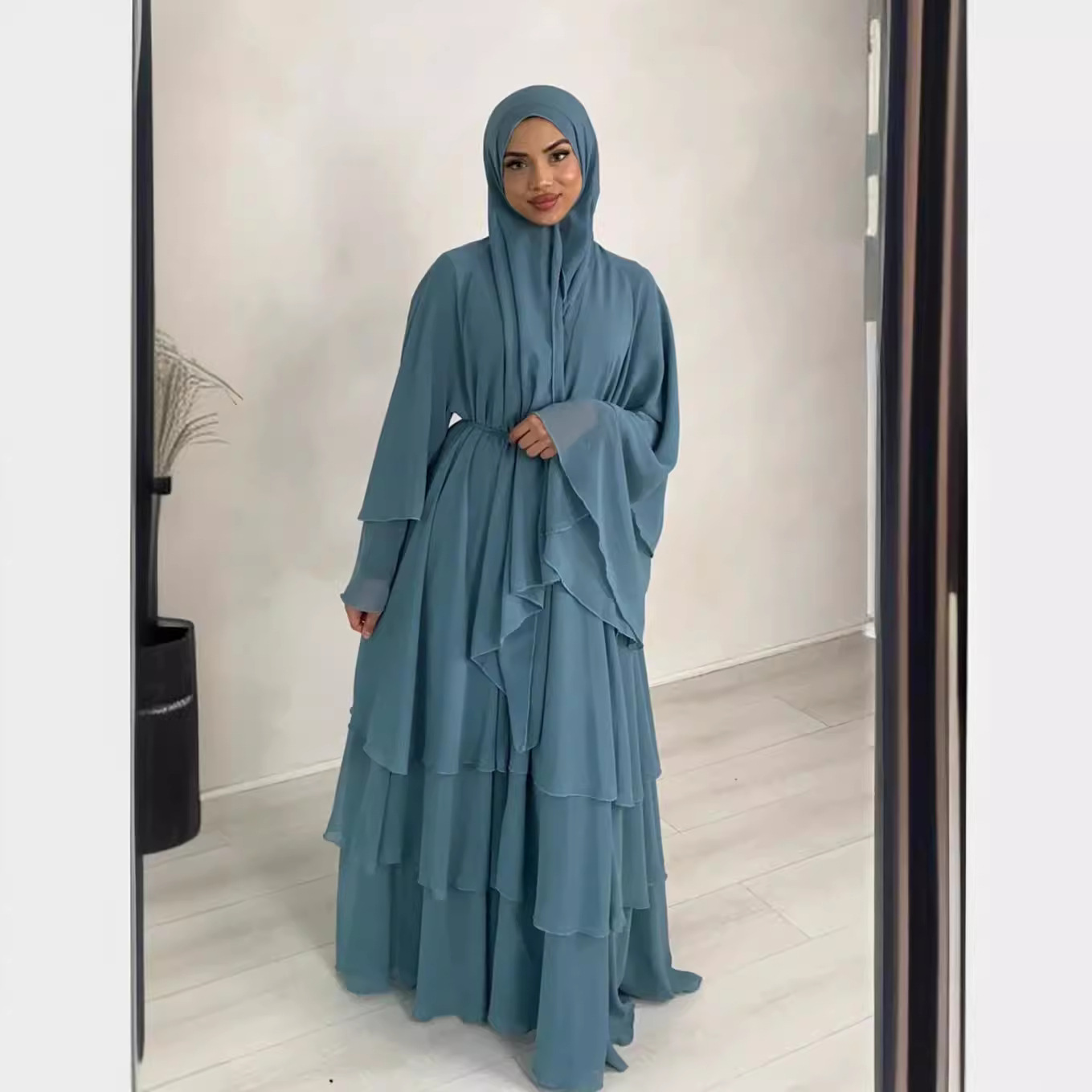 Stitching Three-layer Chiffon Elegant Cardigan Dress