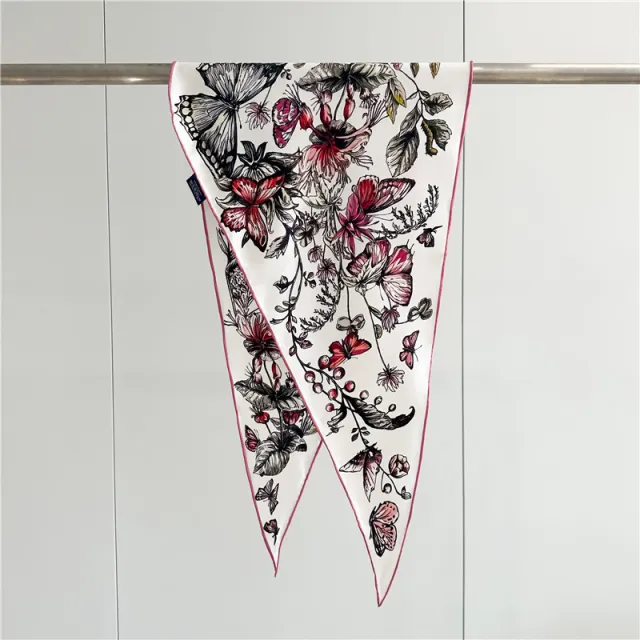 Twill Silk Scarf Women's Light Luxury Diamond Pink Butterfly - Shop at LoveMi