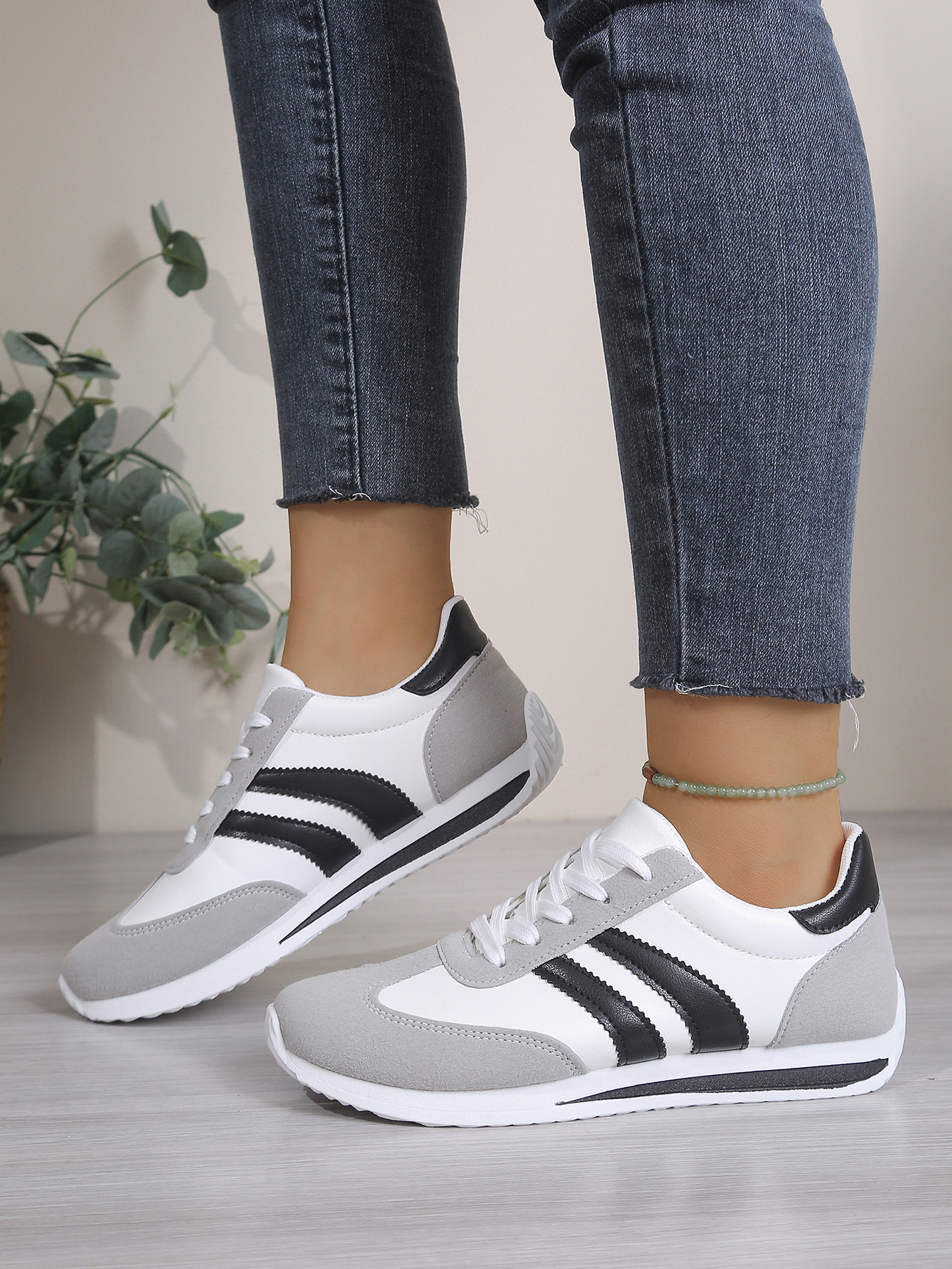 Microfiber Leather Flat Shoes – angled view