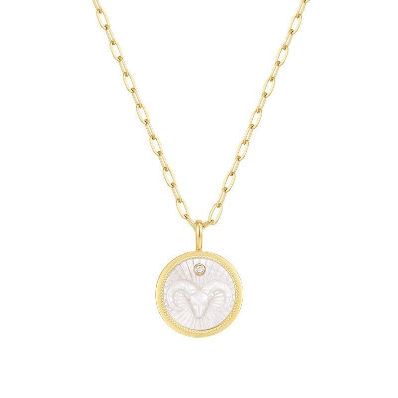 Voguish Impressure Embossed Twelve Constellation Round Necklace