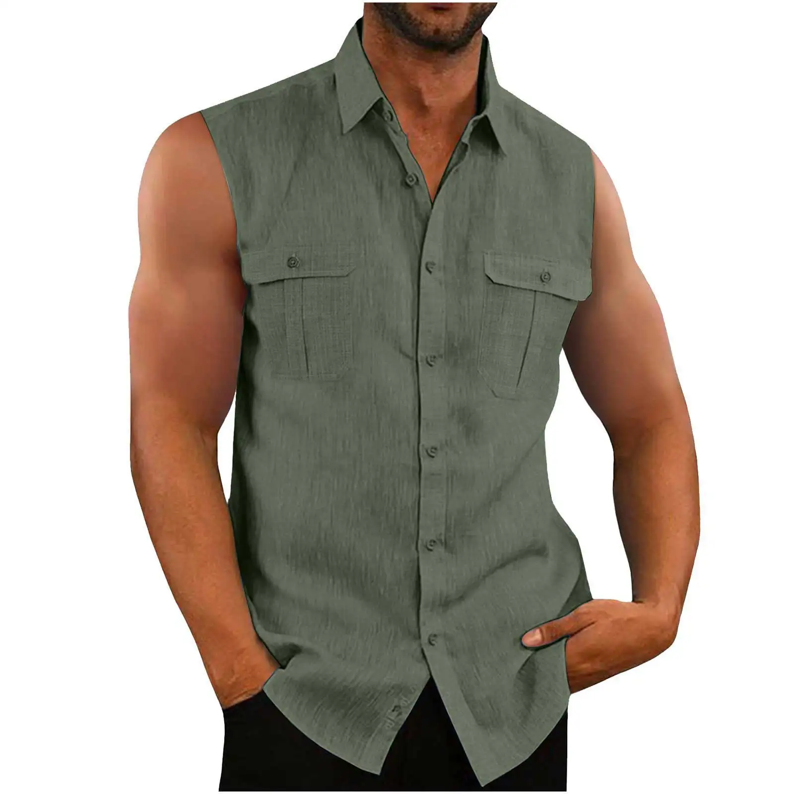 European And American Men's Shirt Double Pocket