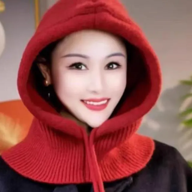 Winter Windproof Scarf Balaclava Wool Cap Red - Shop at LoveMi
