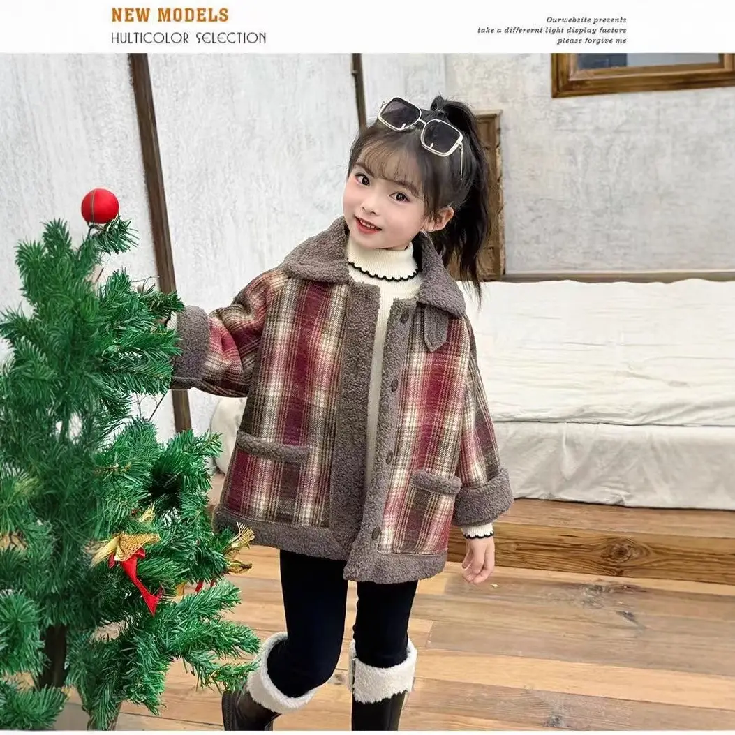 Thickened Fleece-Lined Warm Collared Top For Older Kids AutumnWinter Korean Style