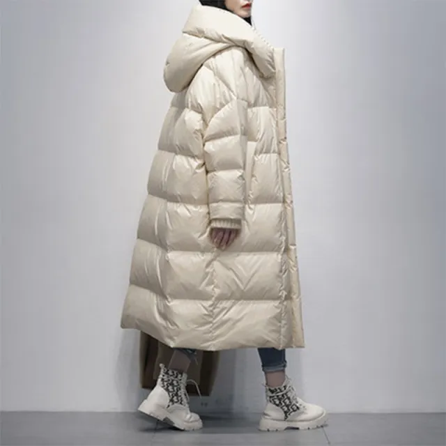 Winter Fleece lined Thickened 90 White Duck Down Jacket Ivory White - Shop at LoveMi