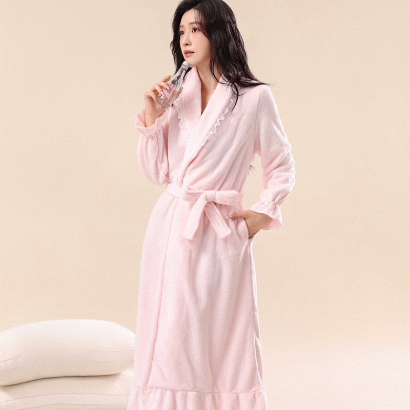 Style Flannel Thick Warm Bathrobe