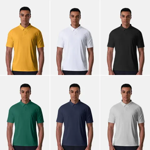 Mens Sun-Protective Quick-Drying Polo Shirt with a Turn-Down Collar