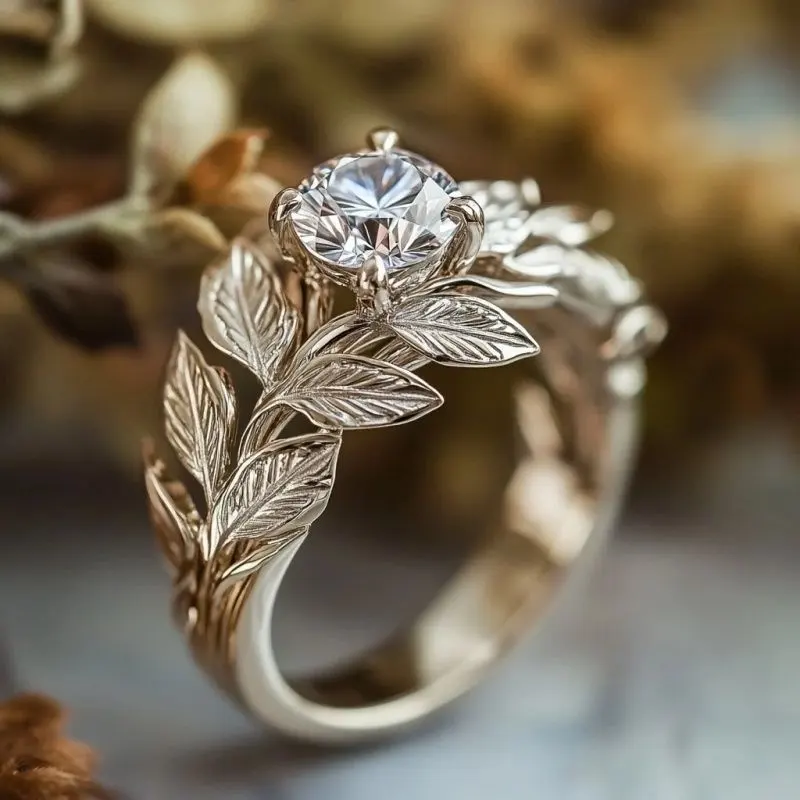 Heavy-duty Carved Niche-design Light-luxury Engagement Ring