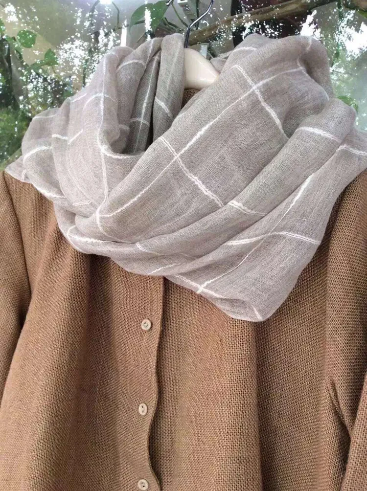 Cotton And Linen Scarf Women's Artistic Shawl Long Four Seasons Warm - Primary Color
