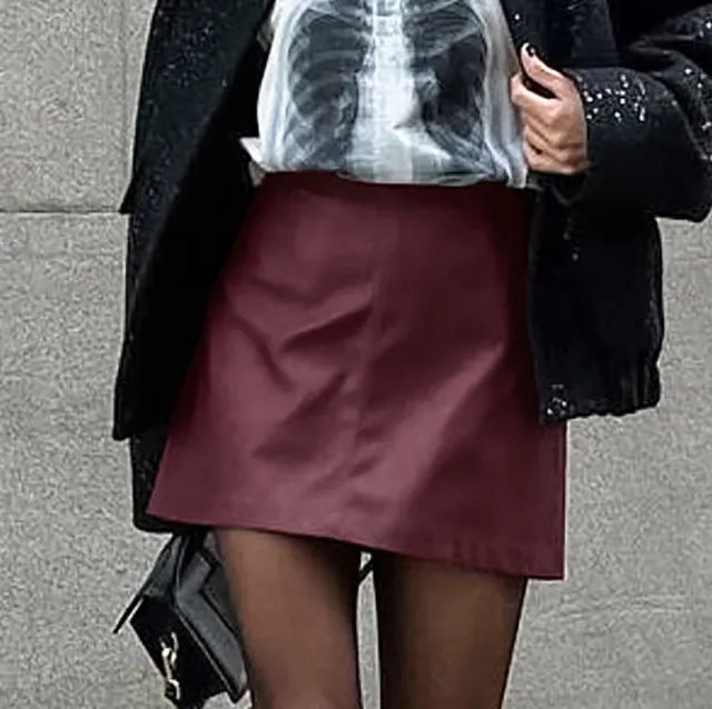 Women's Retro Classic Wine Red Matte Leather Skirt Wine Red - Shop at LoveMi