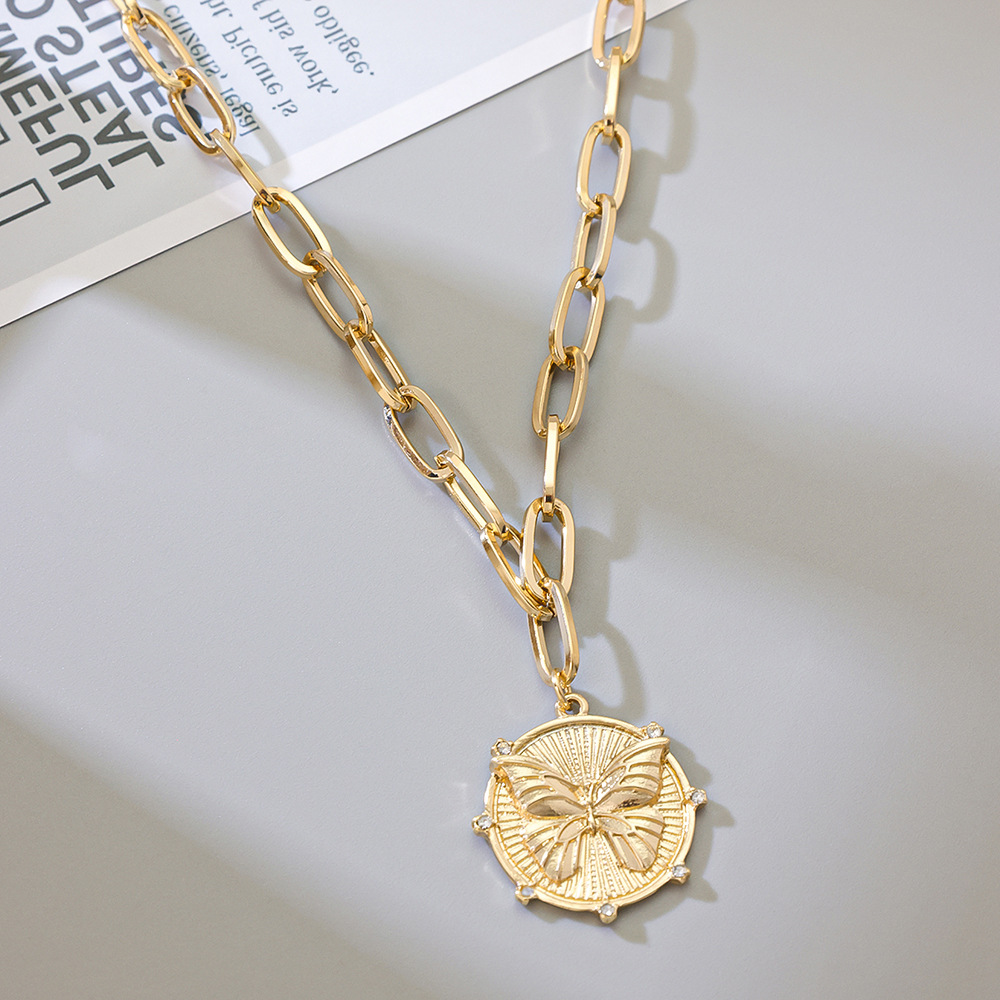 New Arrival Womens Copper-Gilded Butterfly Pendant Necklace