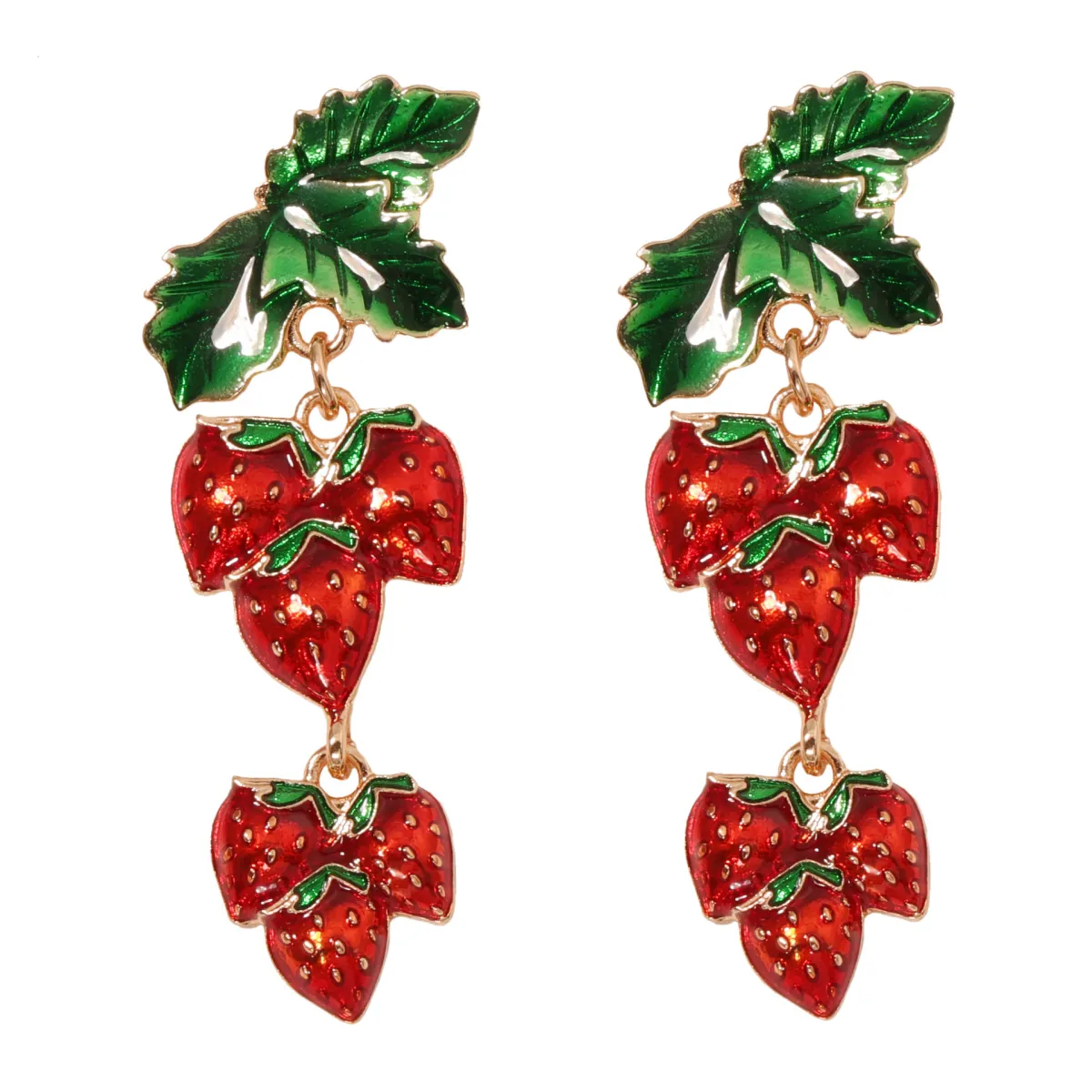 Cute Fruit Strawberry Alloy Enamel Earrings Temperament