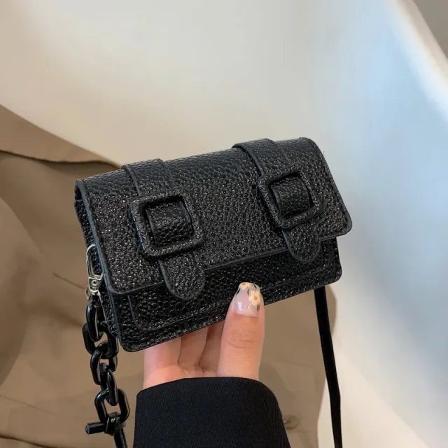 Fashion Color Contrast Blooming Shoulder Crossbody Small Square Bag Black - Shop at LoveMi