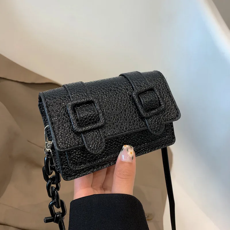 Fashion Colour Contrast Blooming Shoulder Crossbody Small Square Bag - Black