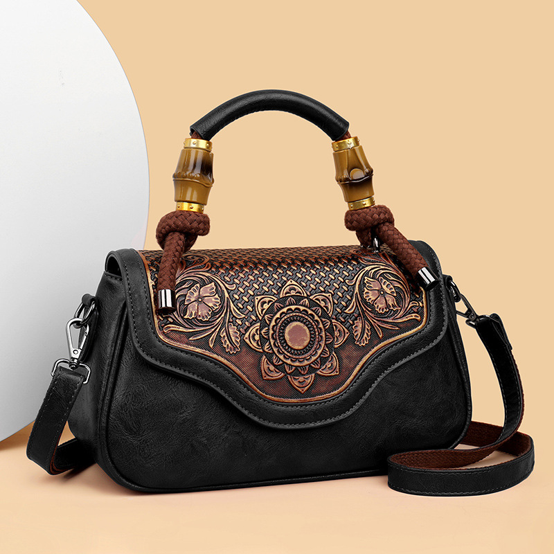 Handcrafted Leather-Embossed Retro Crossbody Bag