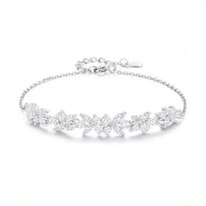 S999 Pure Silver Wisteria Flower Bracelet For Women