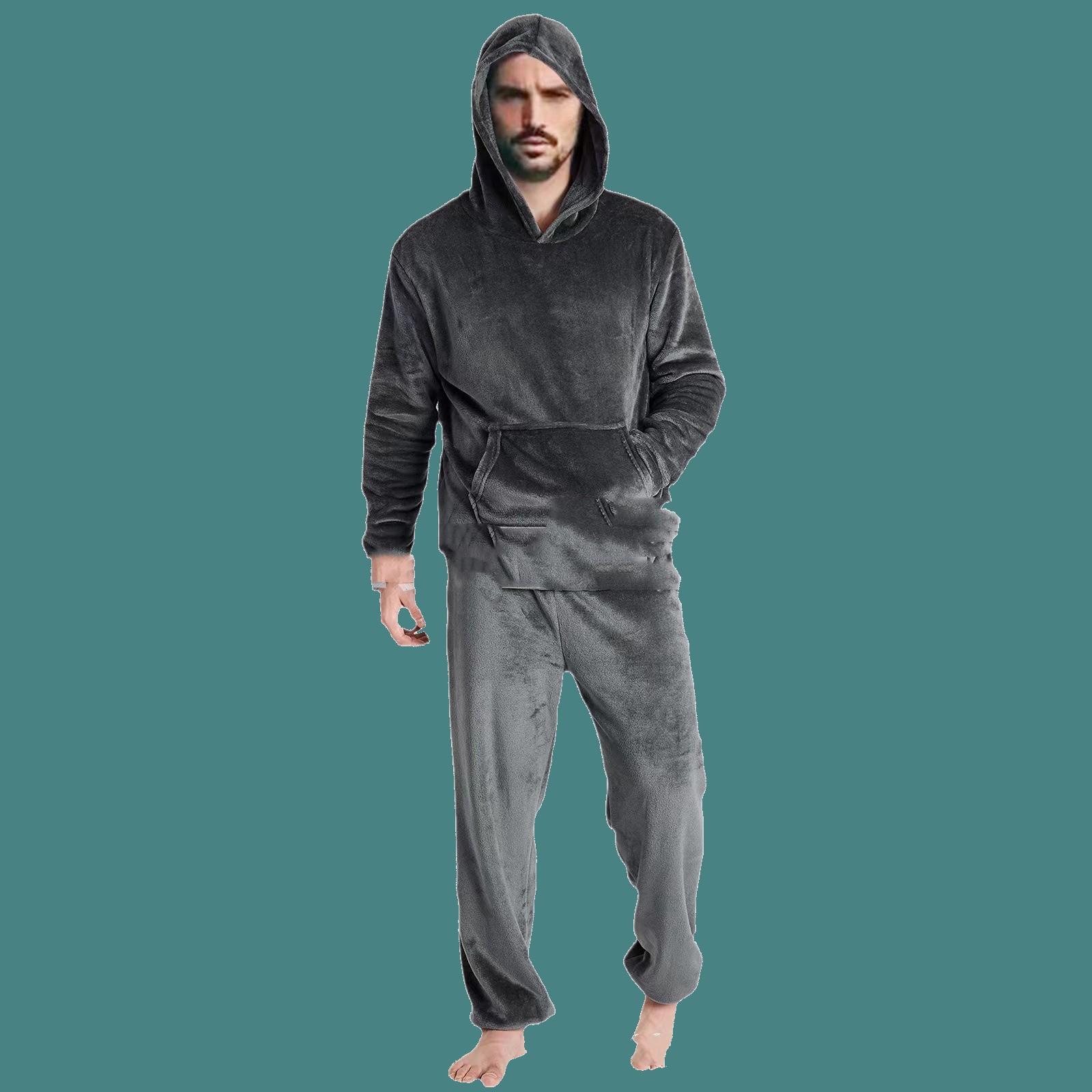 Men's Warm Hooded Trousers Suits