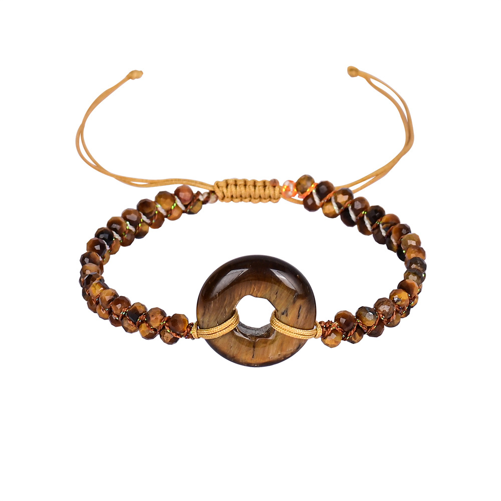 Retro Round Ring Bohemian Women's Tiger Eye Bracelet
