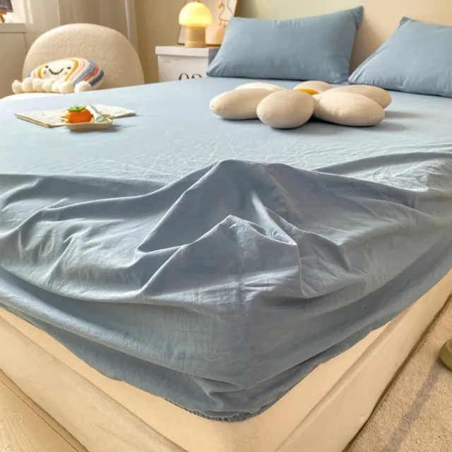 Cream Style Washed Cotton Three piece Bedspread Fully Surrounded Blue Gray Haze Blue - Shop at LoveMi