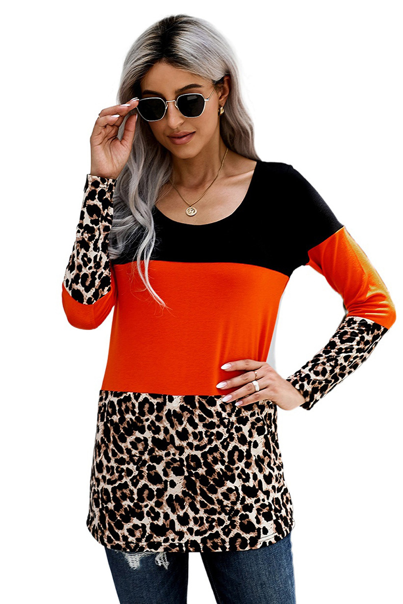 Title 6, New leopard print stitching mid-length top Amaz...