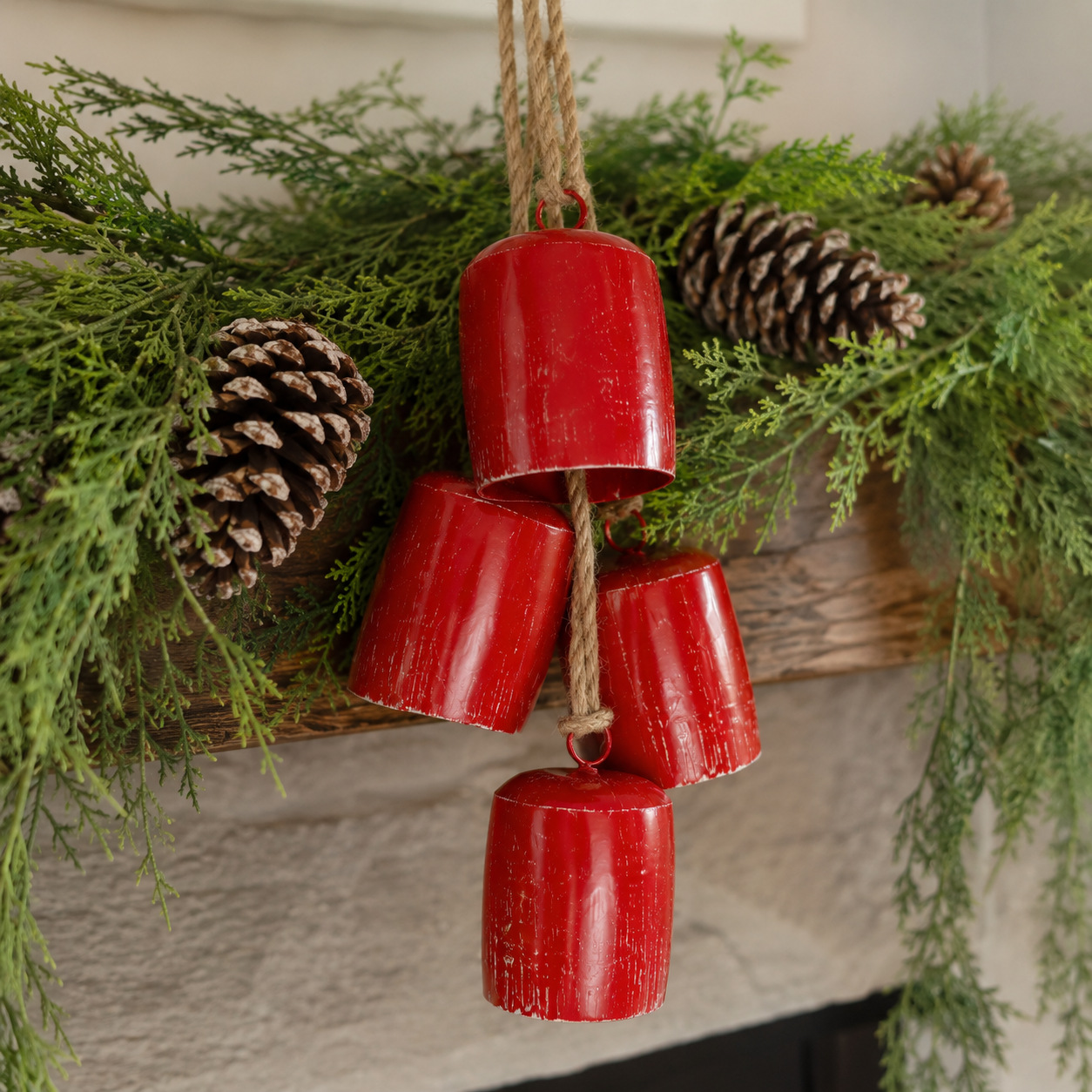 Wrought Iron Christmas Bells — hanging cluster, 45 cm