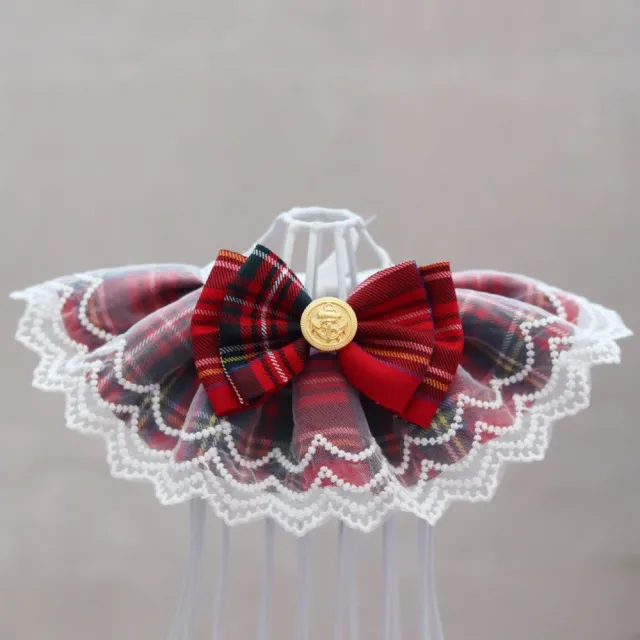 Big Bow Lace Edge Collar Plaid Cat Saliva Towel Bib Pet Decoration Red - Shop at LoveMi
