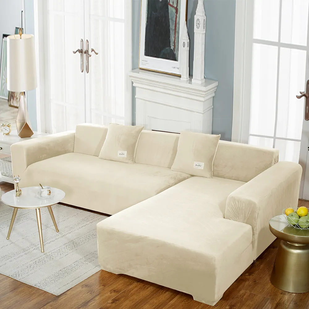 Silver Fox Velvet All-inclusive Sofa Cover - Beige