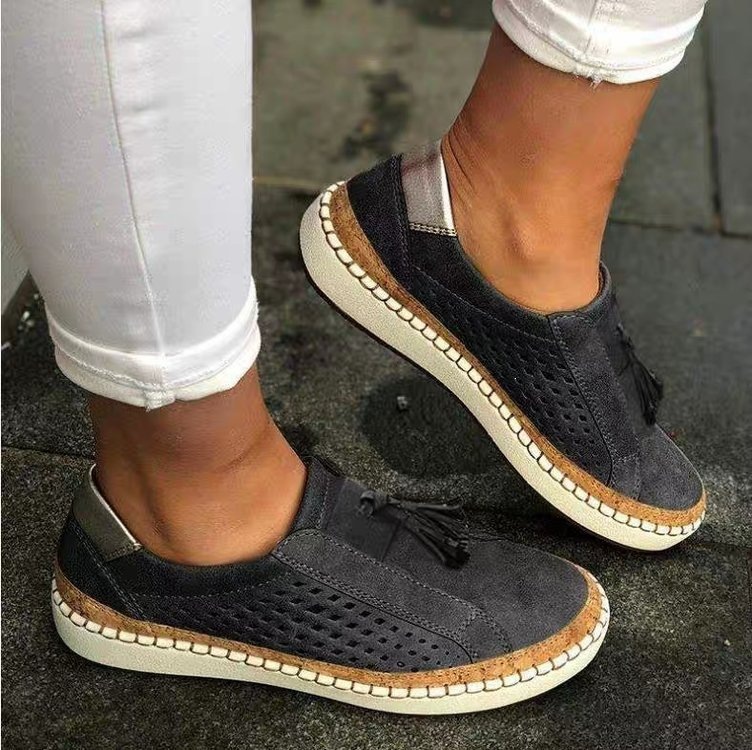 Couples Canvas Lace-up Slip-on Two-tone Loafers