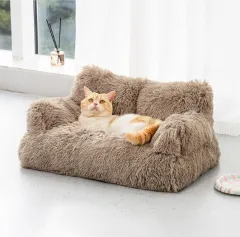 Solid Colour Removable And Washable Portable Winter Warm Cat Nest - Brown - View 1