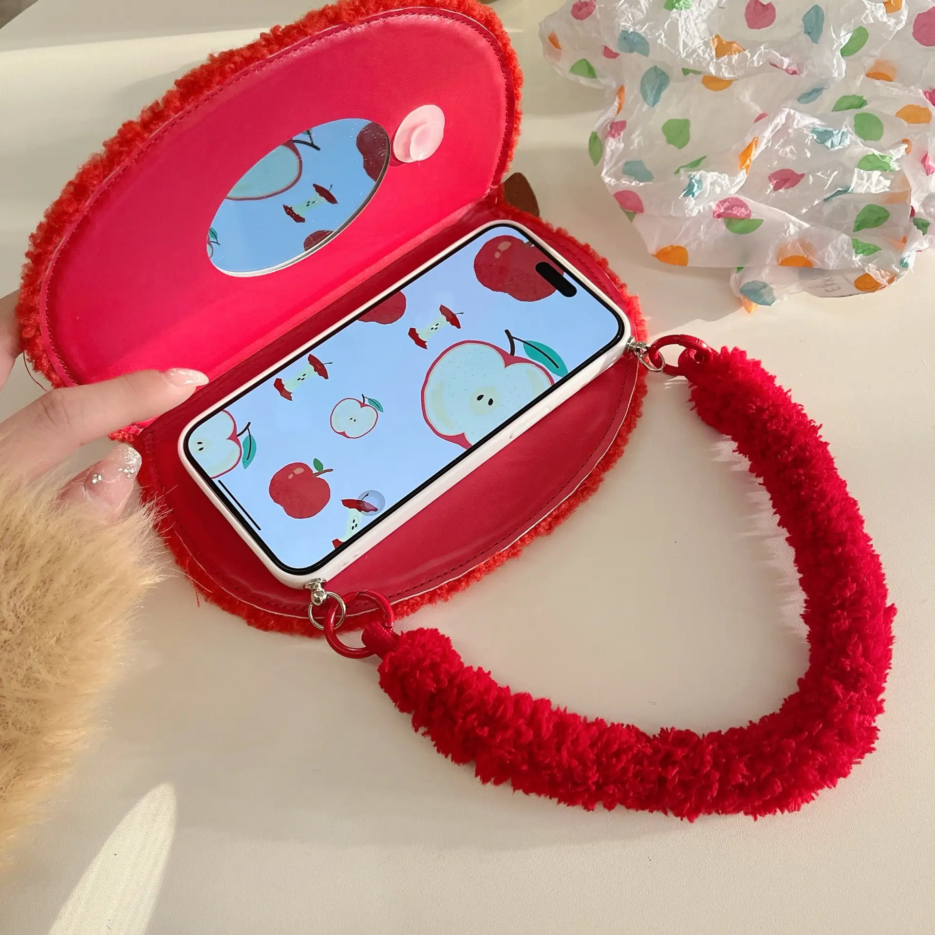 Fluffy Cute Flip-top Handbag Phone Case